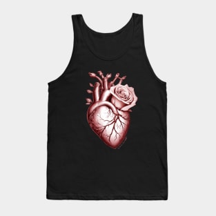 flower power anatomic heart with rose magenta red Tank Top